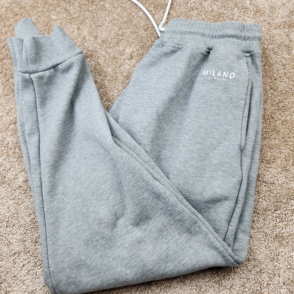 Milano Di Rouge Men Heather Gray Jogger Sweatpants Size Medium Streetwear Fleece